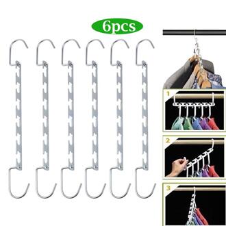 6pcs Garderobe Kast Bar Kleding Kleerhanger Organizer Drogen Hanger Multifunctionele Metalen Cascading Organiser Voor Ruimtebesparend