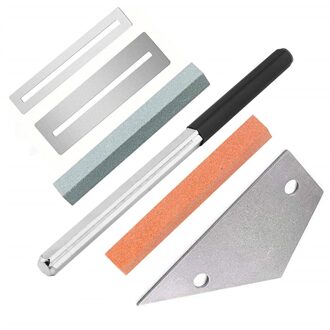 6Pcs Gitaar Luthier Tool Kit Fret Bekroning Bestand Dressing Gitaar Fret Rocker Leveling Toets Slijpen Schuren Steen
