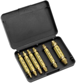 6Pcs Gold Tapeinduithalerset Boor Bits Uit Gids Gebroken Beschadigd Schroeven Bout Remover