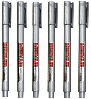 6Pcs Goud Zilver Epoxyhars Tekening Pen Goud Leafing Punt Pen Marker Acryl Verf Hoogtepunten Metallic Permanente Marker 6stk zilver