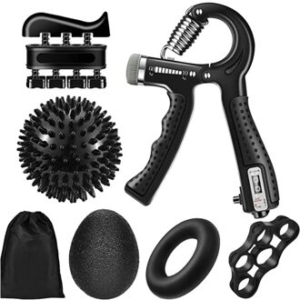 6Pcs Gym Fitness Hand Grip Mannen Verstelbare Vinger Zware Exerciser Sterkte Voor Spier Herstel Hand Gripper Trainer zwart