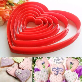 6Pcs Hart Cookie Biscuit Fondant Cake Cutter Decor Gereedschap Mold Sugar Ambachten Set Plastic Cookie Cutter Keuken Bakvorm tool