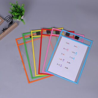 6Pcs Herbruikbare Clear Pvc Droge Wissen Zakken Mouwen + 6 Stuks Pennen Voor Kantoor Klaslokaal Organisatoren Organisatie Onderwijs Levert kids 6 Pocket nee Pen