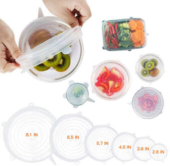 6pcs Herbruikbare Silicone Stretch Deksels Afdichting Kom Wraps Voedsel Verse Covers Magnetron