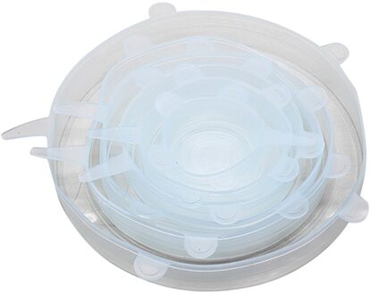 6Pcs Herbruikbare Siliconen Wrap Kom Seal Cover Stretch Deksel Houden Voedsel Verse Novel Opslag Gemak Praktische Leisure wit