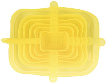 6Pcs Herbruikbare Uitbreidbaar Deksels Wrap Kom Seal Cover Houden Voedsel Vers geel