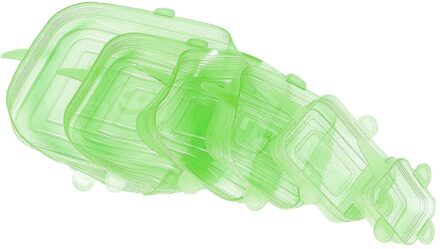 6Pcs Herbruikbare Uitbreidbaar Deksels Wrap Kom Seal Cover Houden Voedsel Vers groen