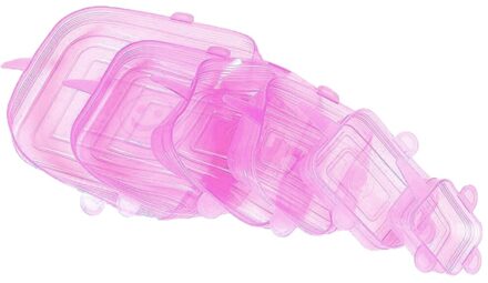 6Pcs Herbruikbare Uitbreidbaar Deksels Wrap Kom Seal Cover Houden Voedsel Vers roos rood