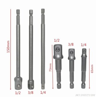 6Pcs Hex Shank Wrench Drive Power Extension Boor Socket Adapter Houder 1/4 "3/8" 1/2 "D07 20