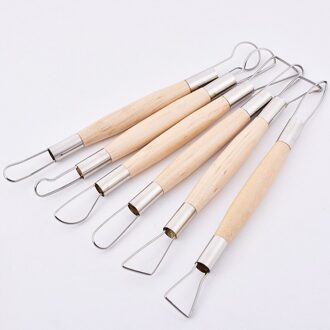 6Pcs Houten Handvat Wax Aardewerk Klei Sculptuur Carving Tool Diy Craft Set Double End Art Craft Clay Sculpting Gereedschap