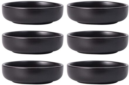 6Pcs Japanse Dressing Gerechten Sojasaus Gerechten Dompelen Bowls Voor Thuis Restaurant zwart