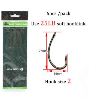 6Pcs Karper Aas Boilies Verbinding Voor Pop Up Boilies Karper Rig Chod Zig Rig Methode Feeder Visgerei Hook Size 2