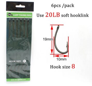 6Pcs Karper Aas Boilies Verbinding Voor Pop Up Boilies Karper Rig Chod Zig Rig Methode Feeder Visgerei Hook Size 8