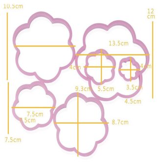 6Pcs Kerstboom Cookie Cutter Sterren Vorm Fondant Cake Biscuit Cutter Mold Hartvorm 3D Taart Decoreren Gereedschappen Bakken tool roze