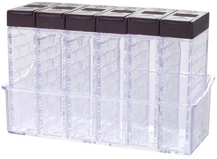 6Pcs Keuken Kruidkruik Kruiden Doos Keuken Spice Opslag Fles Potten Transparante Zout En Peper Komijnpoeder Spicetools B
