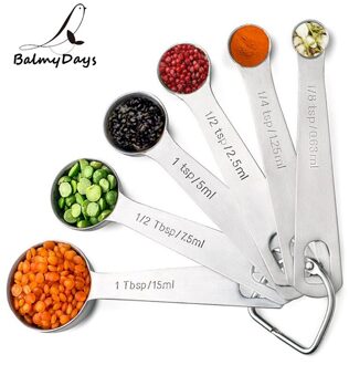 6Pcs Keuken Maatlepel Set Roestvrij Staal Eetlepel Maatlepel Met Schaal Suiker Koffie Scoop Bakken Meetinstrumenten