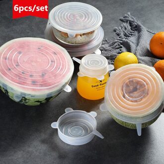 6Pcs Keuken Universele Accessoires Siliconen Herbruikbare Voedsel Wrap Kom Pot Cover Silicone Stretch Deksels Koken Kookgerei Gereedschap
