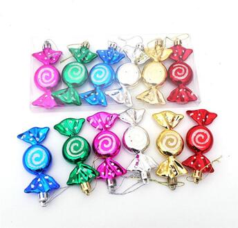 6Pcs Kleurrijke Kerst Decoratie Snoep Rekwisieten Opknoping Hanger Ornament Kerst Snoep Opknoping Benodigdheden Voor Kerstboom