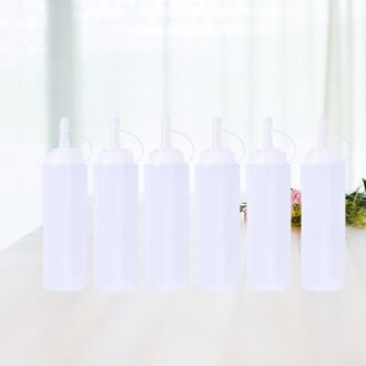 6Pcs Knijp Flessen Cap Deksels Plastic 200Ml Dispensers Voor Ketchup Mosterd Sauzen