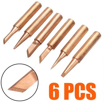 6Pcs Koper Soldeerbout Tips 900M-T Loodvrij Solderen Lassen Tool Set Kit