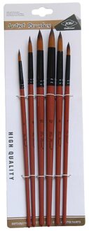 6Pcs Kunstenaar Verf Borstel Set Houten Handvat Nylon Haar Aquarel Acryl Olie Borstel Pen Voor Studenten Kunstenaar Schilderij Art levert
