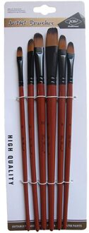 6Pcs Kunstenaar Verf Borstel Set Houten Handvat Nylon Haar Aquarel Acryl Olie Borstel Pen Voor Studenten Kunstenaar Schilderij Art levert