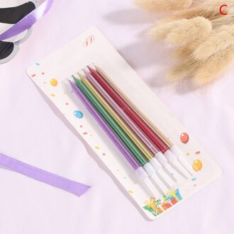 6Pcs Lange Enkele Pack Verjaardag Glitter Verf Goud Zilver Slanke Potlood Kaars Bruiloft Licht Potlood Kaars Bruiloft Licht