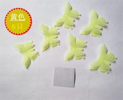 6Pcs Lichtgevende Dubbele Laag Vlinder Sticker Muur Sticker Decoratie Fluorescerende Living Slaapkamer Kinderen Kid Kamer Home Decor groen
