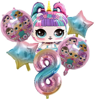 6pcs lol surprise dolls Children girls birthday party decoration background balloon action toys aluminum film gifts for kids