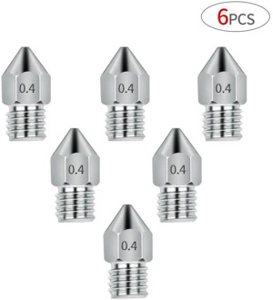 6pcs/Lot 3D Printer Stainless Steel Nozzles Size 0.4mm For 1.75mm Extruder Print Head Brass Nozzle MK8 Makerbot