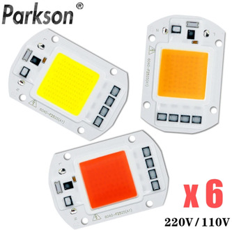 6PCS/lot COB LED Lamp Chip Diode Grow Plant Light AC 110V 220V 10W 20W 30W 50W LED Beads Lamp Box Full Spectrum No Need Driver