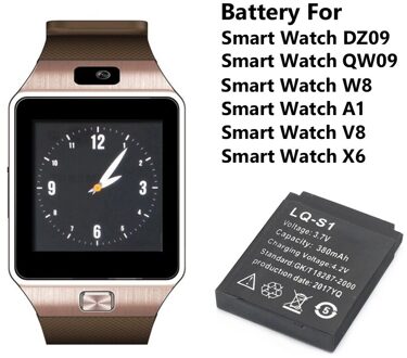 6Pcs LQ-S1 3.7V 380Mah Lithium Oplaadbare Batterij Polymeer Li-Po Bateria Vervanging Voor DZ09 QW09 W8 a1 V8 X6 Smart Horloge