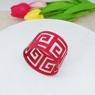 6Pcs Metal Hollow Servet Gesp Rvs Servet Knop Gesp Servetring Servet Ring Tafel Decoratie Dining Accessoires rood