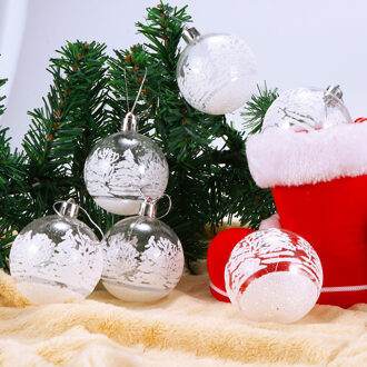 6Pcs Multicolor Plastic Bal Ingekleurde Tekening Bal Kerstboom Voor Thuis Ornamenten Opknoping Ambachten Jaar Kerst Home Party