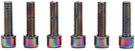 6Pcs Multicolor Rvs Schroeven Bouten Met Wasmachine M5 * 18Mm Voor Fiets Stengels & Stuur Rood, goud, Groen, Blauw MC