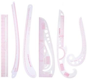 6Pcs Multifunctionele Naaister Sample Heerser Metrische Curve Snijden Mouw Maatstaf Diy Handwerk Kleermaker Heerser Meetlint Naaien Tool