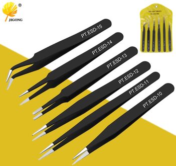 6Pcs Nail Art Gel Picking Tool Rhinestones Gem Decor Black Wimper Pincet Diy Hand Clip