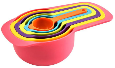 6pcs Nested Measuring Cup Spoons Set Colorful Baking Cooking Kitchen Tool