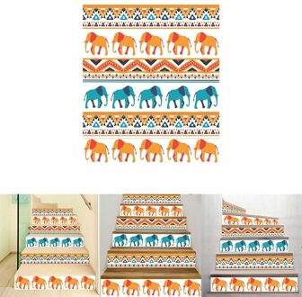6Pcs Olifant Patroon Tegel Vloer Trap Sticker Home Decor Waterdichte Muurschildering Decals Adhesive Art Behang