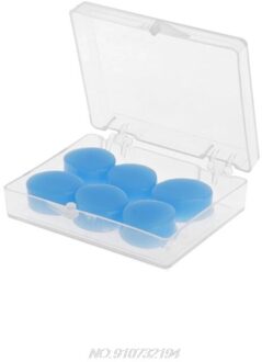 6Pcs Oordopjes Beschermende Oordoppen Silicone Soft Waterdicht Anti-geluid Oordopjes Protector Zwemmen Douchen Water Sport N20 20 Blauw