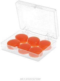 6Pcs Oordopjes Beschermende Oordoppen Silicone Soft Waterdicht Anti-geluid Oordopjes Protector Zwemmen Douchen Water Sport N20 20 Oranje