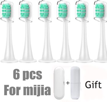 6Pcs Opzetborstels Vervanging Voor Xiaomi Soocas X3/X3U Mijia T300 Voor Oclean X/Zi/Een elektrische Tandenborstel Heads Geschenkdoos 6WhiteGreen