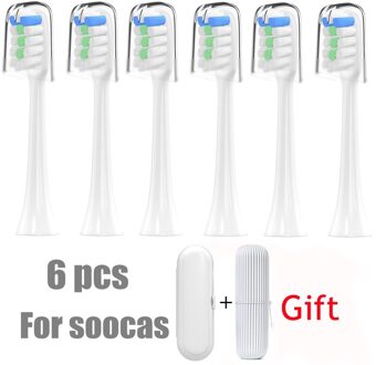 6Pcs Opzetborstels Vervanging Voor Xiaomi Soocas X3/X3U Mijia T300 Voor Oclean X/Zi/Een elektrische Tandenborstel Heads Geschenkdoos 6wit