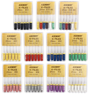 6Pcs/Pack AZDENT Dental Hand Use K-Files 25mm Stainless Steel Endodontic Root Canal Files Dentist Tools Dental Lab Instruments