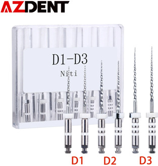 6pcs/pack AZDENT Dental Retreatment Engine Root Canal NiTi File D1-D3