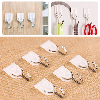 6pcs/pack U-shape White Strong Adhesive Hooks Wall Door Sticky Hanger Holder Home Storage Hooks Rack For Clothes Key