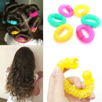 6Pcs Plastic Hair Styling Roller Haar Donut Krultang Praktische Kappers Diy Krul Tool Make Up Accessoires Hoofddeksels