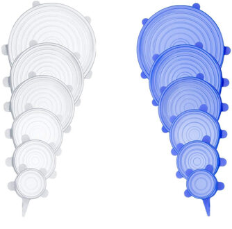 6PCS plastic wrap Silicone Stretch Deksels Universele Silicone Voedsel Wrap Kom Pot Deksel Siliconen Cover Pan Koken Keuken Accessoires