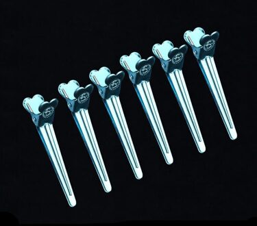 6Pcs Pluizig Haar Clips Professionele Salon Diy Vrouwen Haar Styling Tools Roze Zilver Metalen Positionering Haar Pin Clip Set blauw