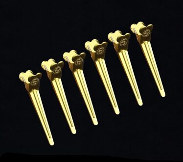 6Pcs Pluizig Haar Clips Professionele Salon Diy Vrouwen Haar Styling Tools Roze Zilver Metalen Positionering Haar Pin Clip Set gouden